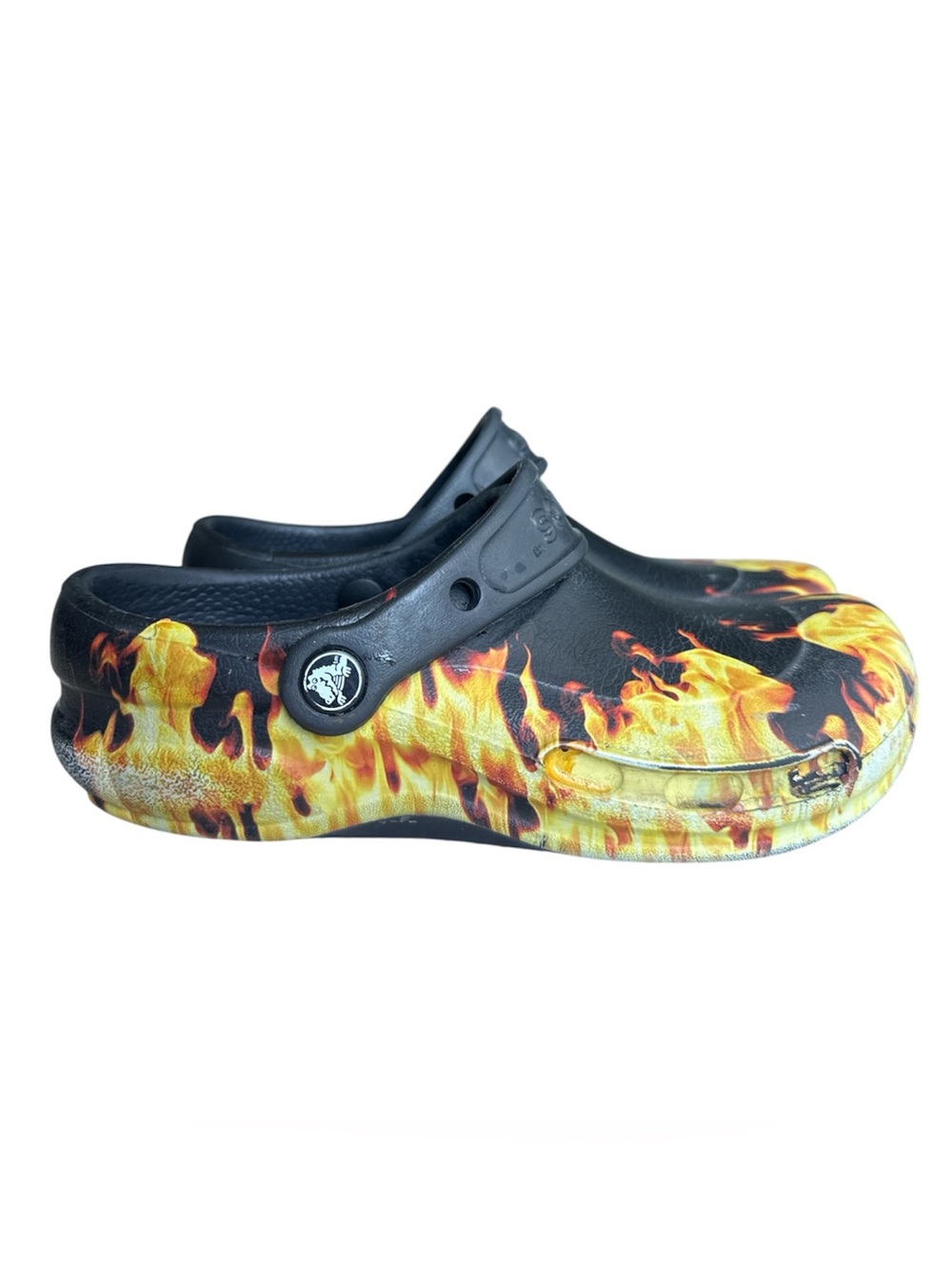Crocs Bistro Graphic Clog Flame Fire Print Black Chef Work Shoe Unisex M4 W6